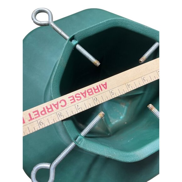 Heavy-Duty Green Plastic Christmas Tree Stand With Metal Bolts & Eyelets C10 - Picture 3 of 6